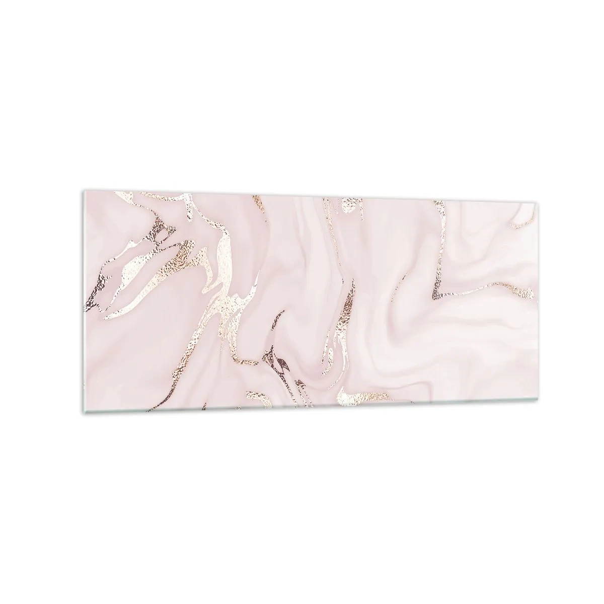 Quadro su vetro - Elegante astrazione nei toni del rosa e dell'oro - 120x50cm - Nella follia rosa - Decorazione murale moderna per soggiorno e camera da letto ARTTOR