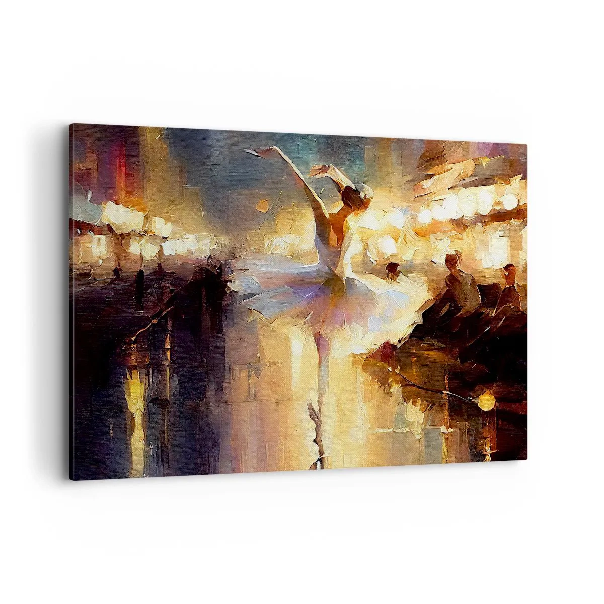 Quadro su tela - Stampe su Tela - Una ballerina che balla davanti a un palco illuminato - 100x70cm - Miracolo nella strada - Decorazione murale moderna per soggiorno e camera da letto ARTTOR