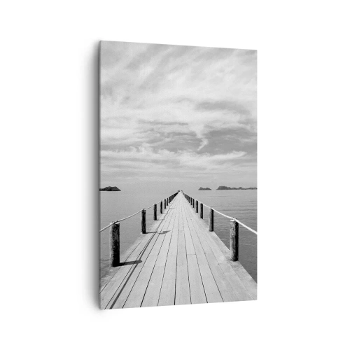 Quadro su tela - Stampe su Tela - Un molo di legno che si estende in lontananza sopra un mare calmo - 80x120cm - Forse un viaggio... - Decorazione murale moderna per soggiorno e camera da letto ARTTOR