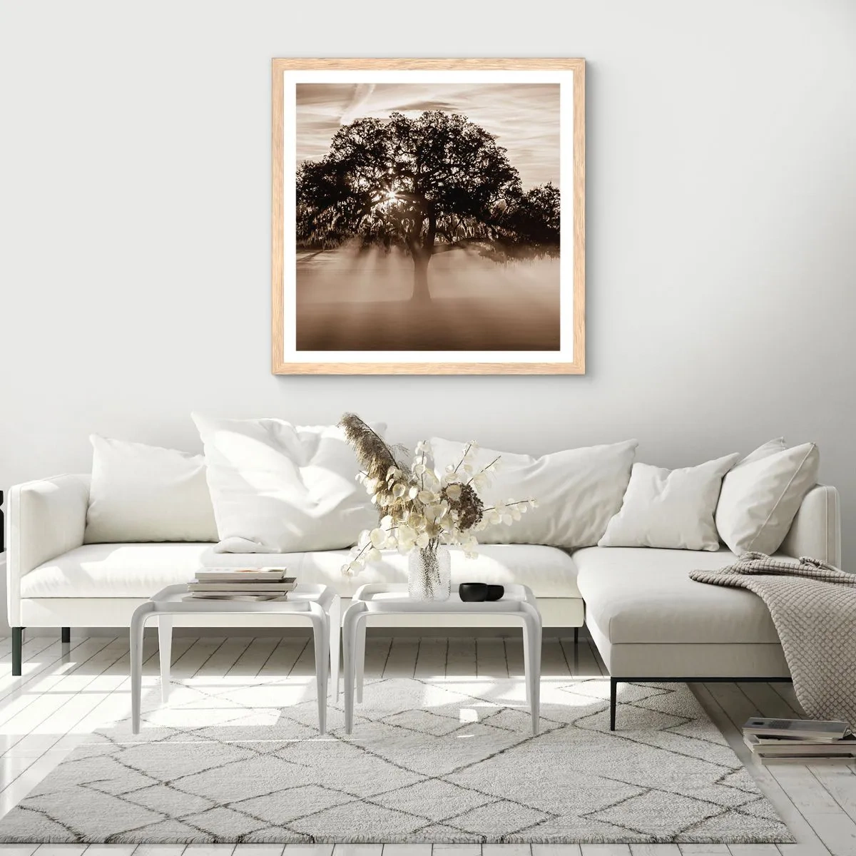 Poster in cornice rovere chiaro - L'albero delle sole buone notizie - 40x40 cm