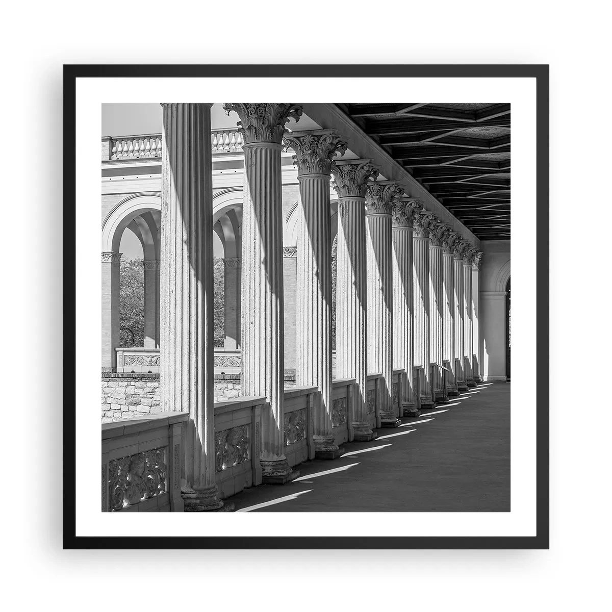 Poster in cornice nera - Portico soleggiato - 60x60 cm