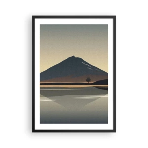 Poster in cornice nera - Un paesaggio montano minimalista con un riflesso in un lago - 50x70cm - Immagine speculare - Decorazione murale moderna per soggiorno e camera da letto ARTTOR