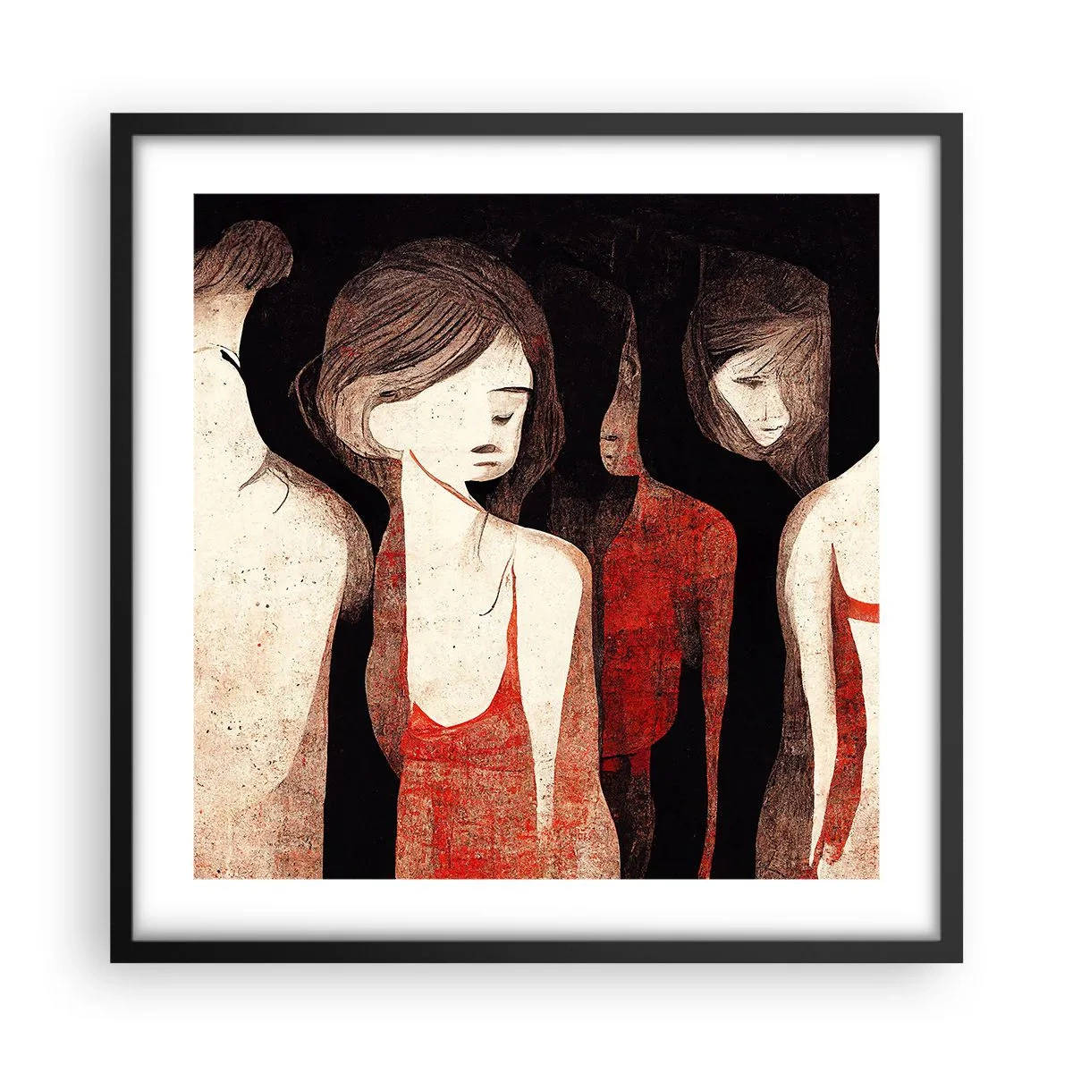 Poster in cornice nera - Madonne nell'oscurità - 50x50 cm