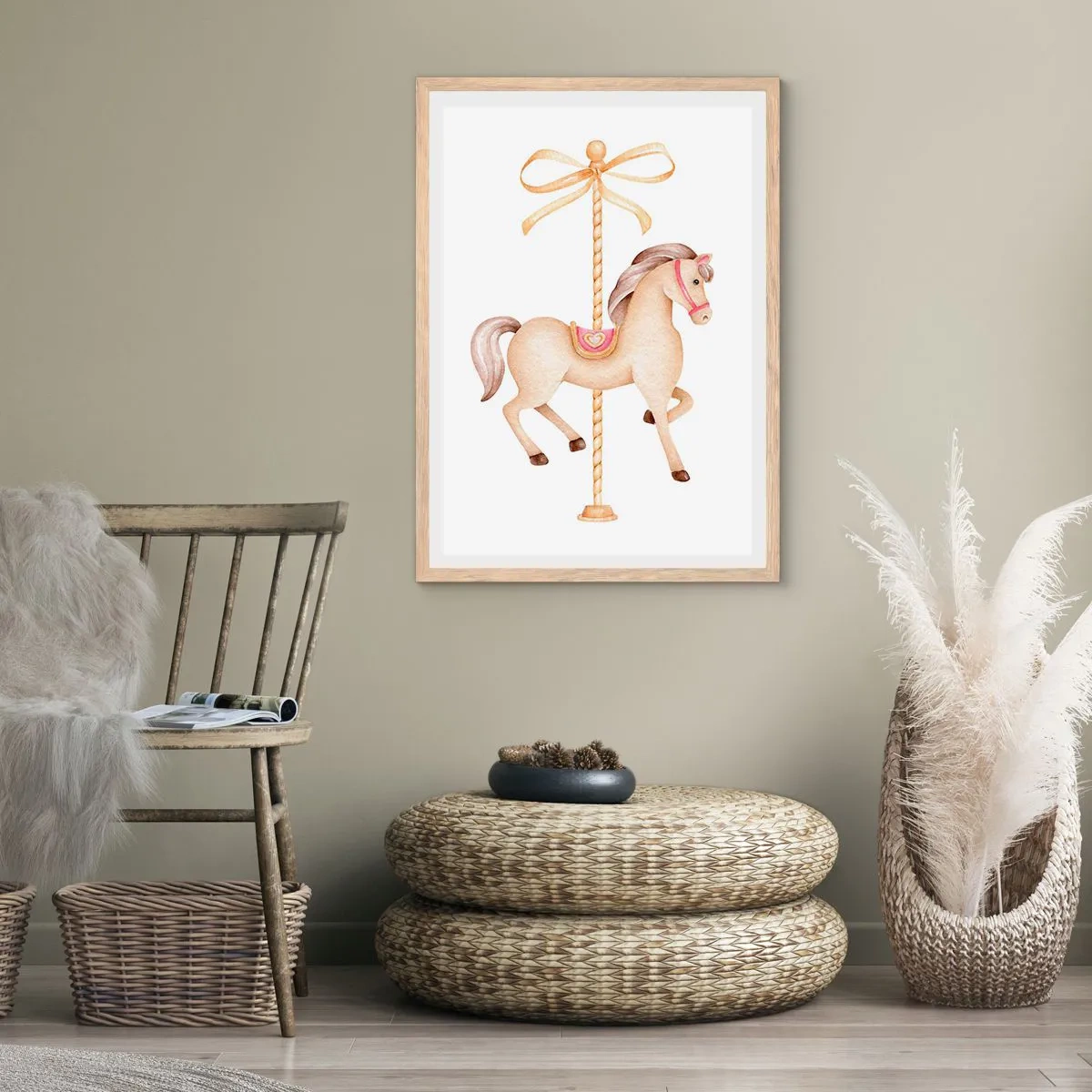 Poster in cornice rovere chiaro - Trotto aggraziato - 70x100 cm