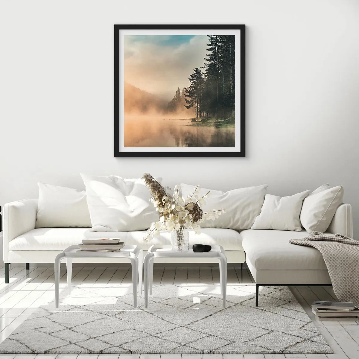 Poster in cornice nera - La nascita del giorno - 40x40 cm