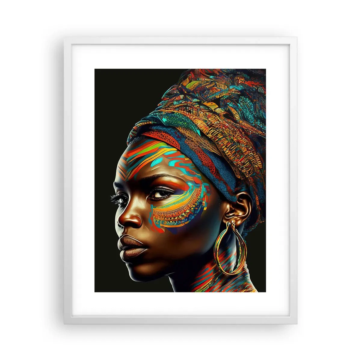 Poster in cornice bianca - Regina africana - 40x50 cm