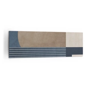 Quadro su tela - Stampe su Tela - Figure geometriche nei toni del beige e del blu navy con linee - 160x50cm - Composizione di semplicità e rotondità - Decorazione murale moderna per soggiorno e camera da letto ARTTOR