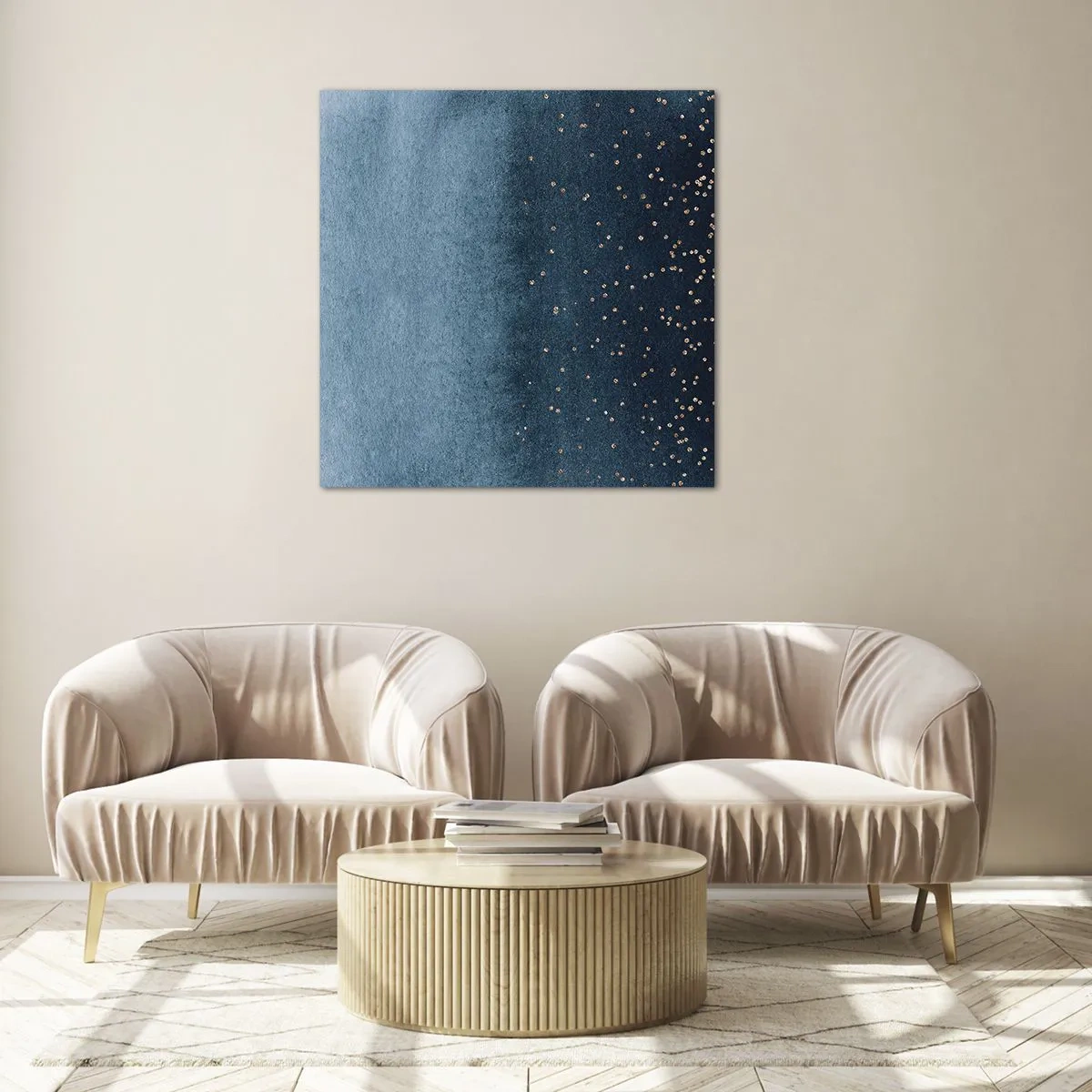 Quadro su vetro - Composizione: fasi blu - 40x40 cm