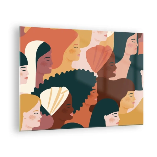 Quadro su vetro - Illustrazione elegante di diverse sagome femminili - 70x50cm - Solo femminilità - Decorazione murale moderna per soggiorno e camera da letto ARTTOR