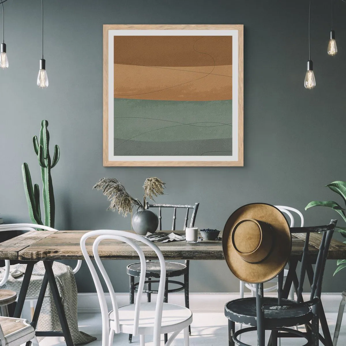 Poster in cornice rovere chiaro - Composizione orizzontale - 50x50 cm