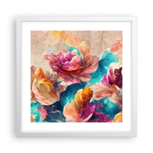 Poster in cornice bianca - Lo splendore colorato del bouquet - 40x40 cm