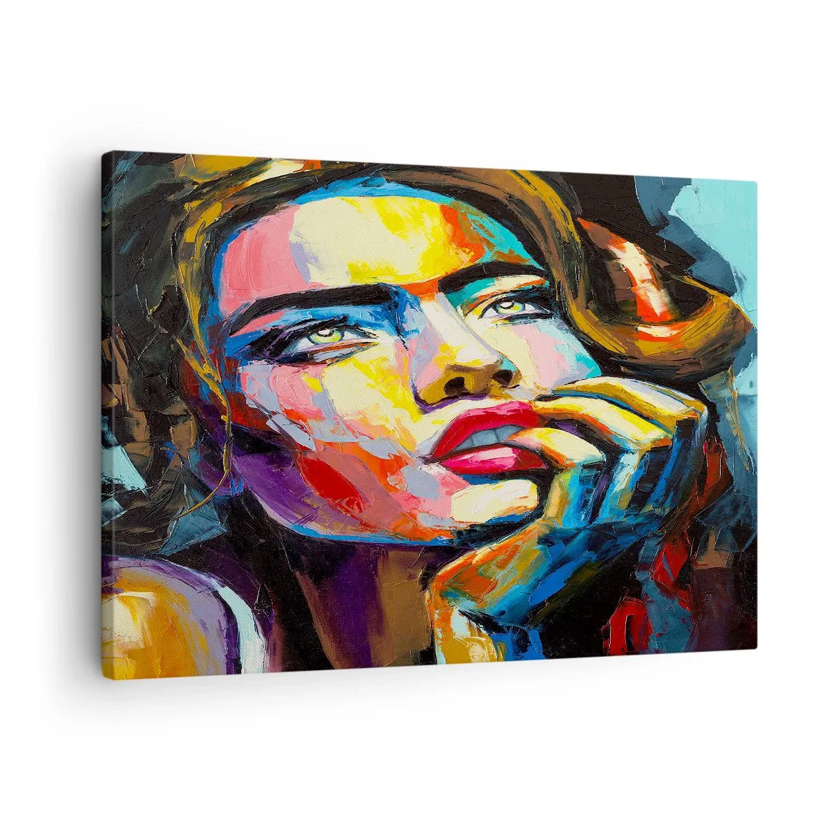 Quadro su tela - Stampe su Tela - Ritratto colorato di una donna in stile espressionista - 70x50cm - I sogni come uccelli planano nel cielo - Decorazione murale moderna per soggiorno e camera da letto ARTTOR