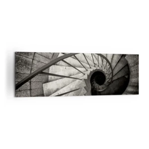 Quadro su tela - Stampe su Tela - Scala a chiocciola bianca e nera in stile moderno - 160x50cm - Salire e scendere - Decorazione murale moderna per soggiorno e camera da letto ARTTOR
