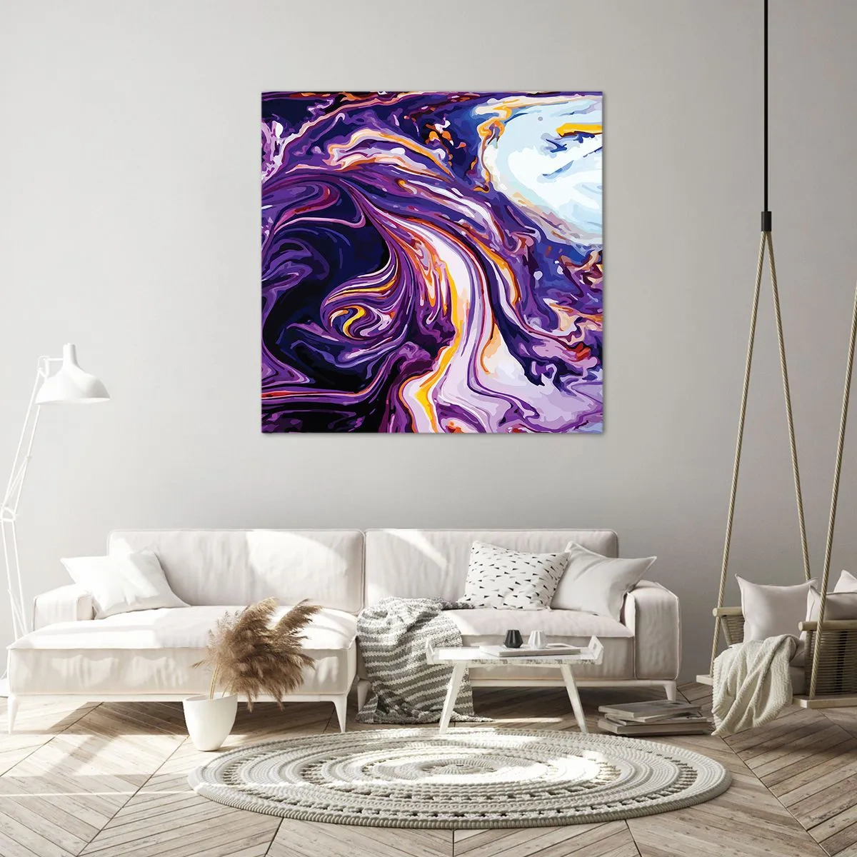 Quadro su tela - Stampe su Tela - Curvatura dello spazio in viola - 70x70 cm