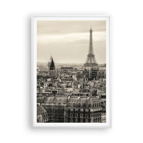 Poster in cornice bianca - Sui tetti di Parigi - 70x100 cm