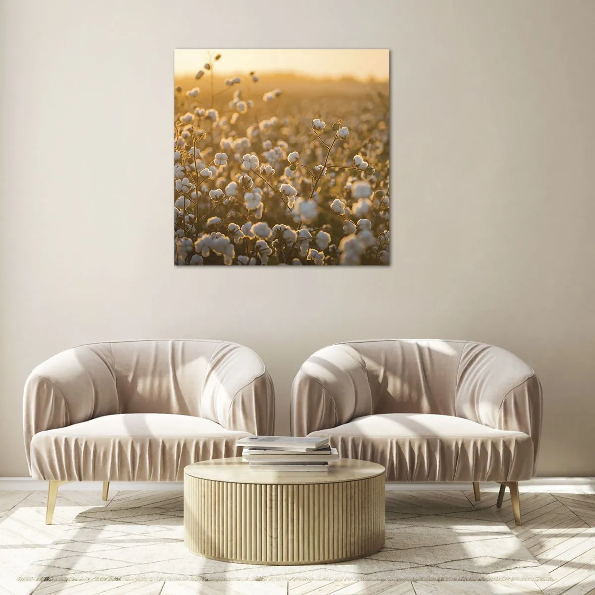 Quadro su vetro - Campo di morbidezza - 70x70 cm