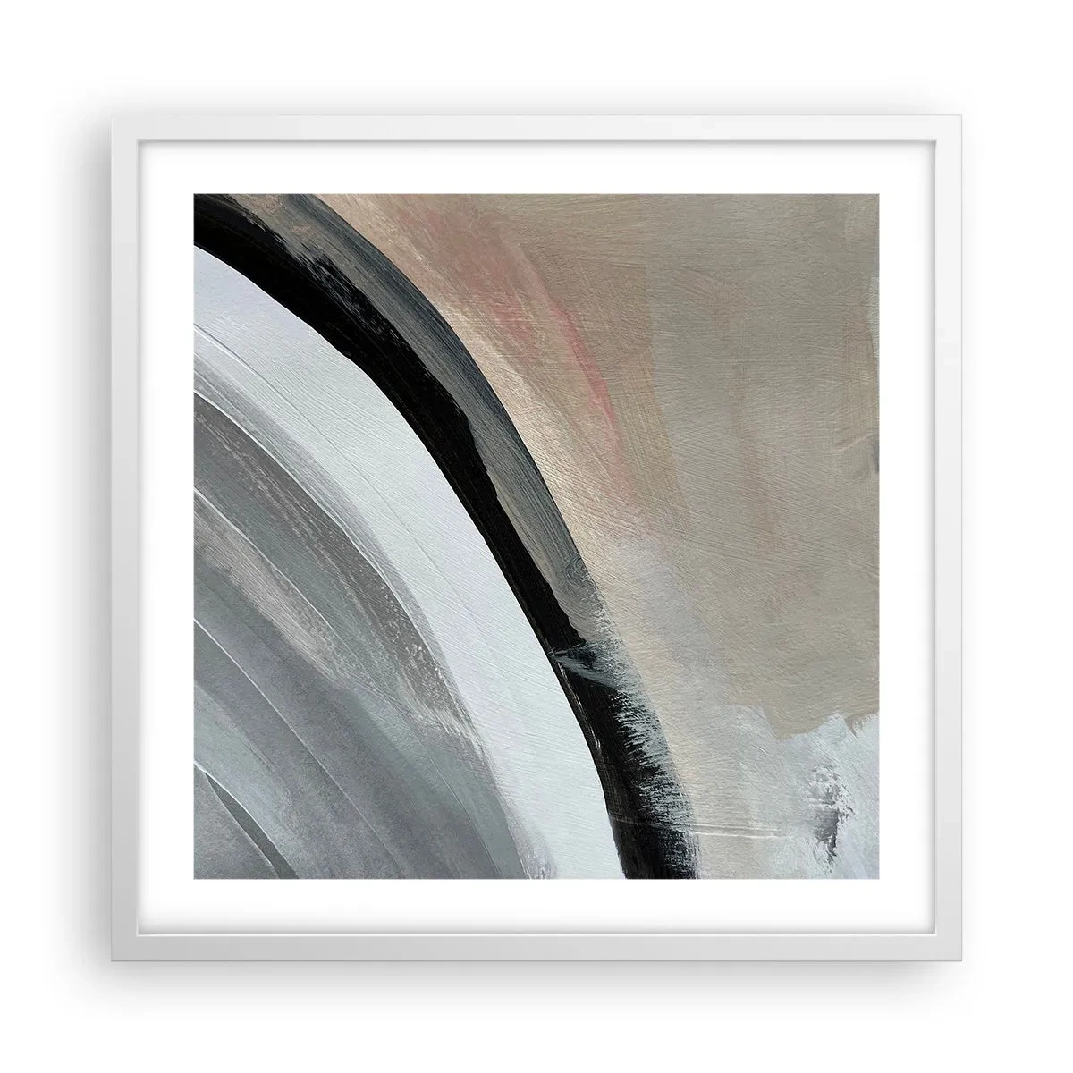 Poster in cornice bianca - Composizione: arco di nero e grigio - 50x50 cm