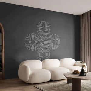Fotomurali Premium Sand - Motivo celtico bianco su sfondo nero in stile minimalista - 100x70cm - Nello spirito celtico - Decorazione murale moderna per soggiorno e camera da letto ARTTOR