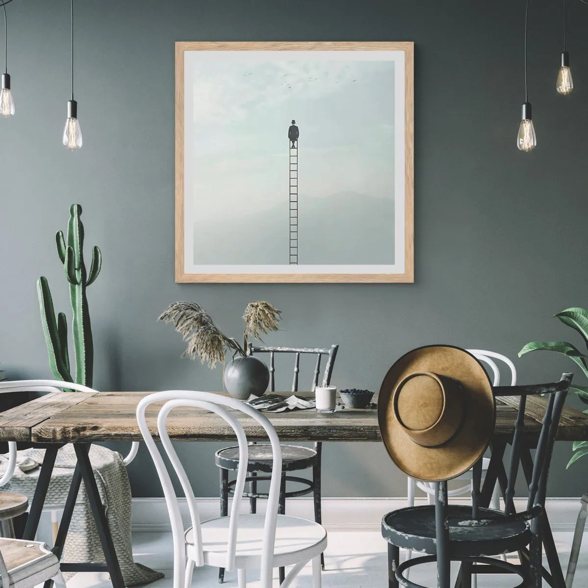 Poster in cornice rovere chiaro - Innalzati al di sopra - 50x50 cm