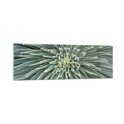 Quadro su vetro - Disposizione simmetrica di foglie verdi che ricordano una stella - 160x50cm - La nascita delle stelle - Decorazione murale moderna per soggiorno e camera da letto ARTTOR