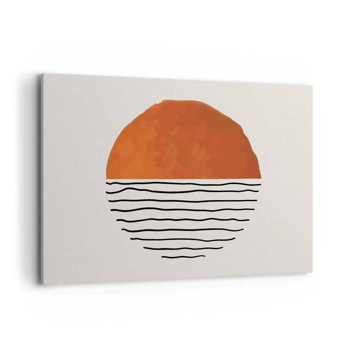 Quadro su tela - Stampe su Tela - Un tramonto minimalista su linee ondulate - 100x70cm - Atmosfera giapponese - Decorazione murale moderna per soggiorno e camera da letto ARTTOR