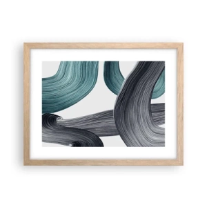 Poster in cornice rovere chiaro - Tracce smeraldo e nero - 40x30 cm