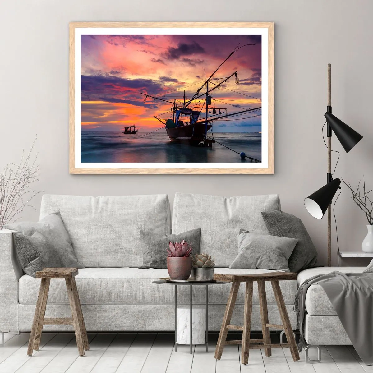 Poster in cornice rovere chiaro - Sera esotica - 100x70 cm