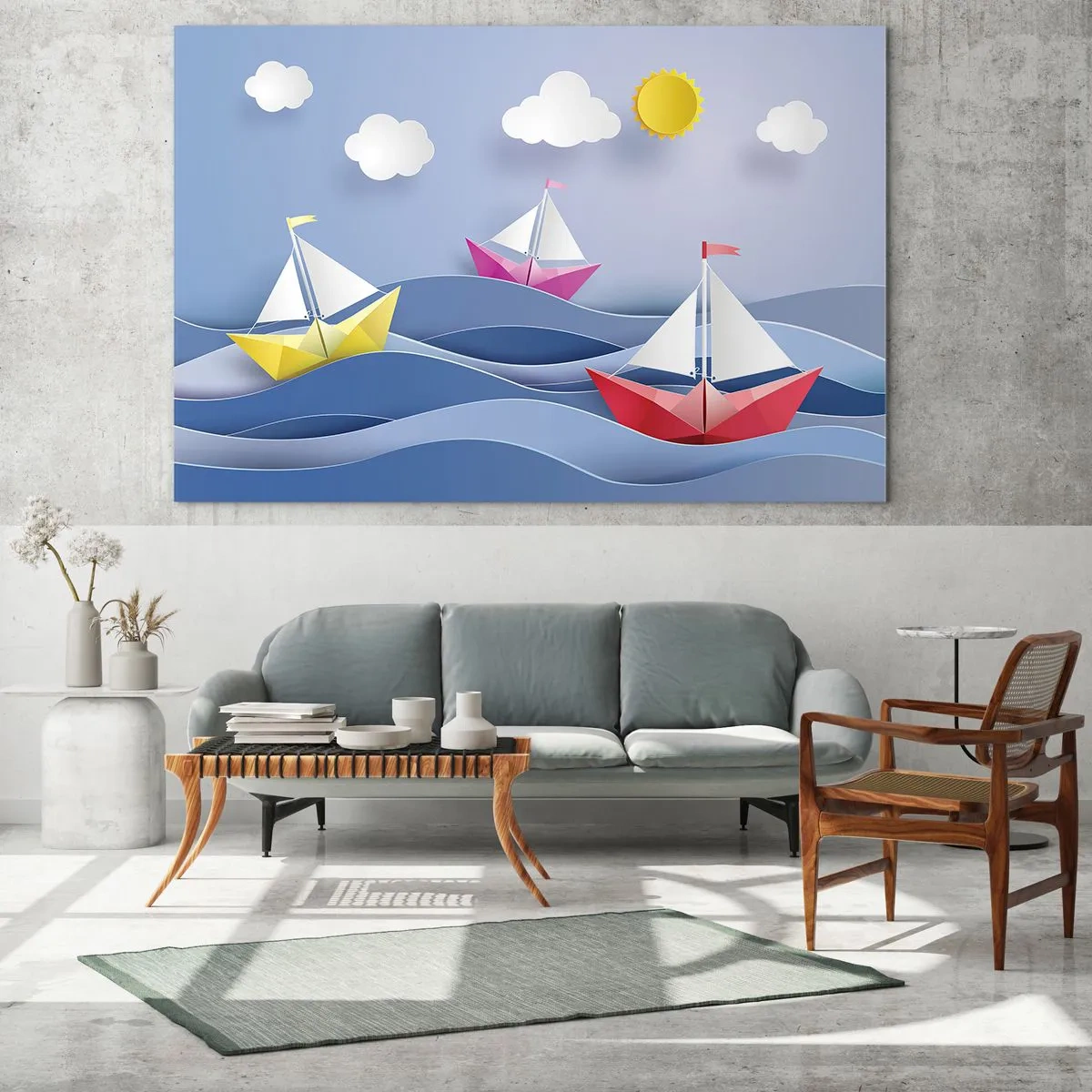 Quadro su vetro - Oh, quanto è bello dondolarsi tra le onde - 120x80cm - Come è bello dondolare tra le onde - Decorazione murale moderna per soggiorno e camera da letto ARTTOR