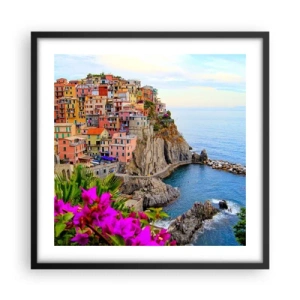 Poster in cornice nera - La città che ride - 50x50 cm