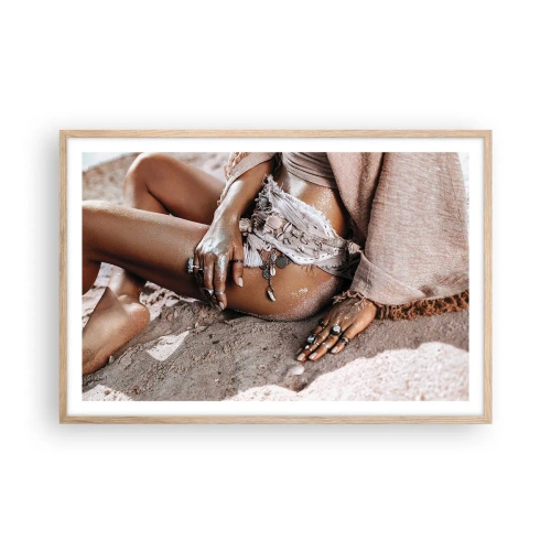 Poster in cornice rovere chiaro - Gettata dalle onde? - 91x61 cm