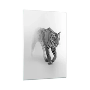 Quadro su vetro - Una tigre che emerge dalla nebbia - 70x100cm - Incantato nella nebbia - Decorazione murale moderna per soggiorno e camera da letto ARTTOR