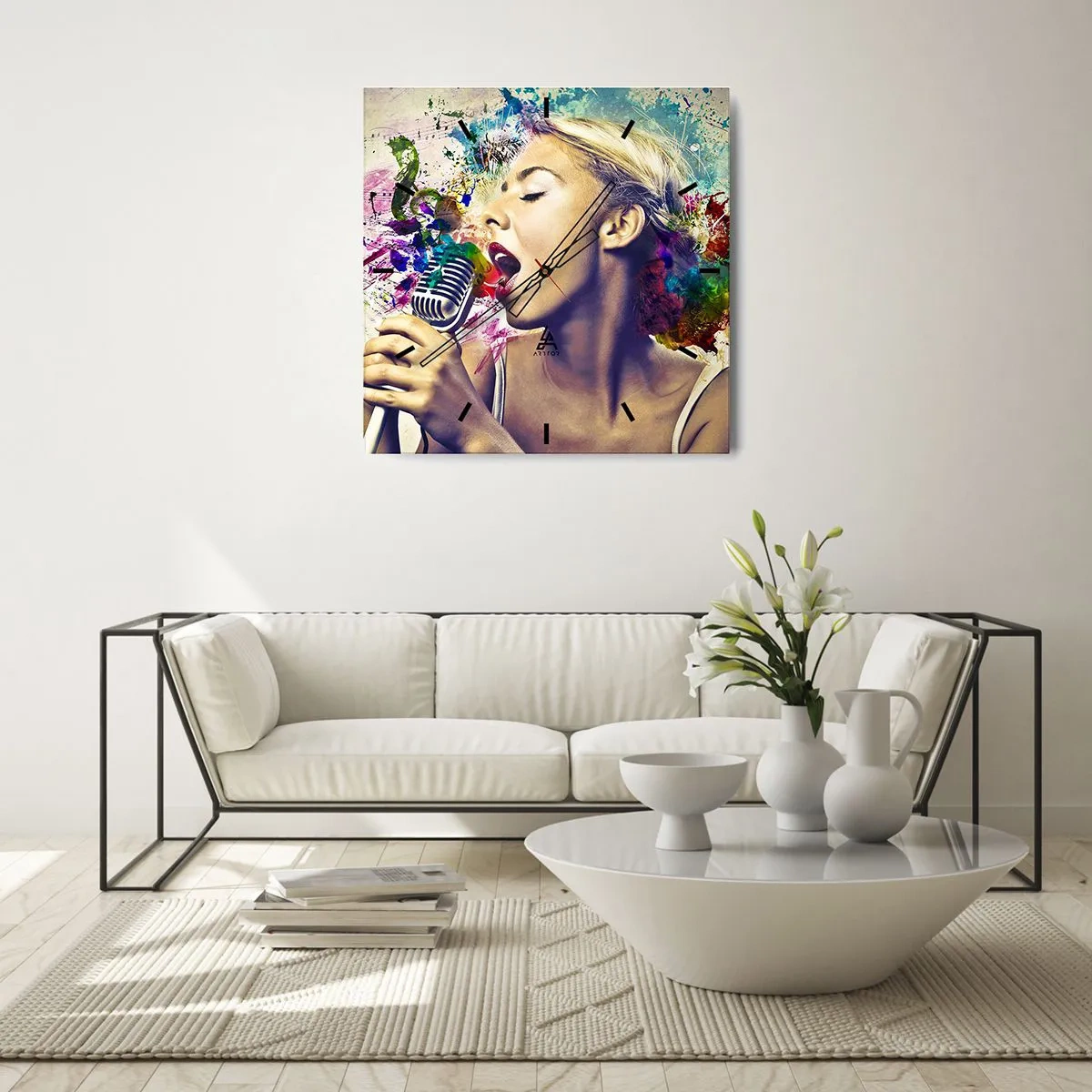 Orologio da parete - Orologio in Vetro - Dipingere il mondo con la voce - 40x40 cm