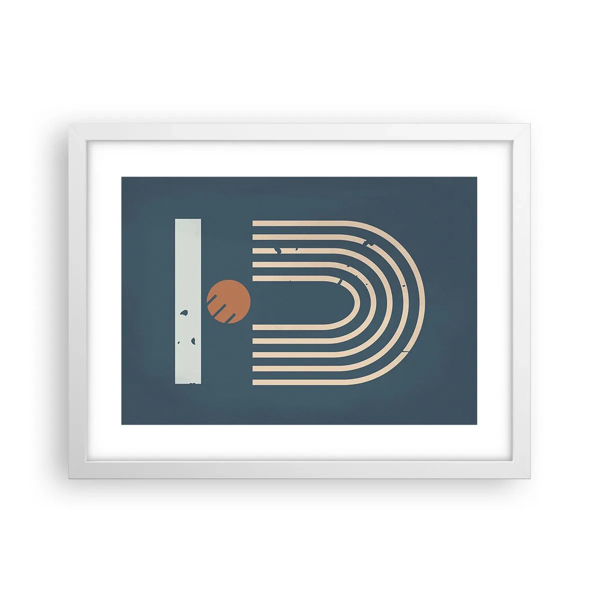 Poster in cornice bianca - Geometria in blu - 40x30 cm