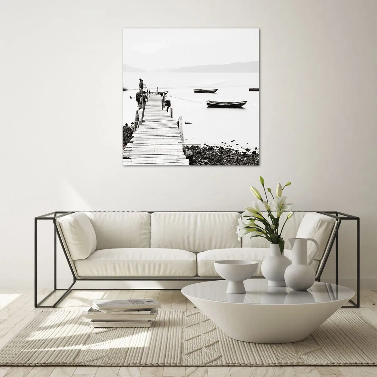 Quadro su vetro - Sull'acqua silenziosa e pura - 40x40 cm