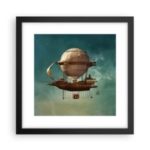 Poster in cornice nera - Saluti da Jules Verne - 30x30 cm