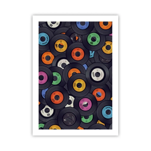 Poster - Una collezione di dischi in vinile colorati - 50x70cm - I colori della classicità - Decorazione murale moderna per soggiorno e camera da letto ARTTOR