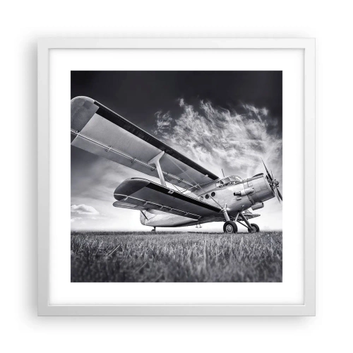 Poster in cornice bianca - Giramondo alato - 40x40 cm