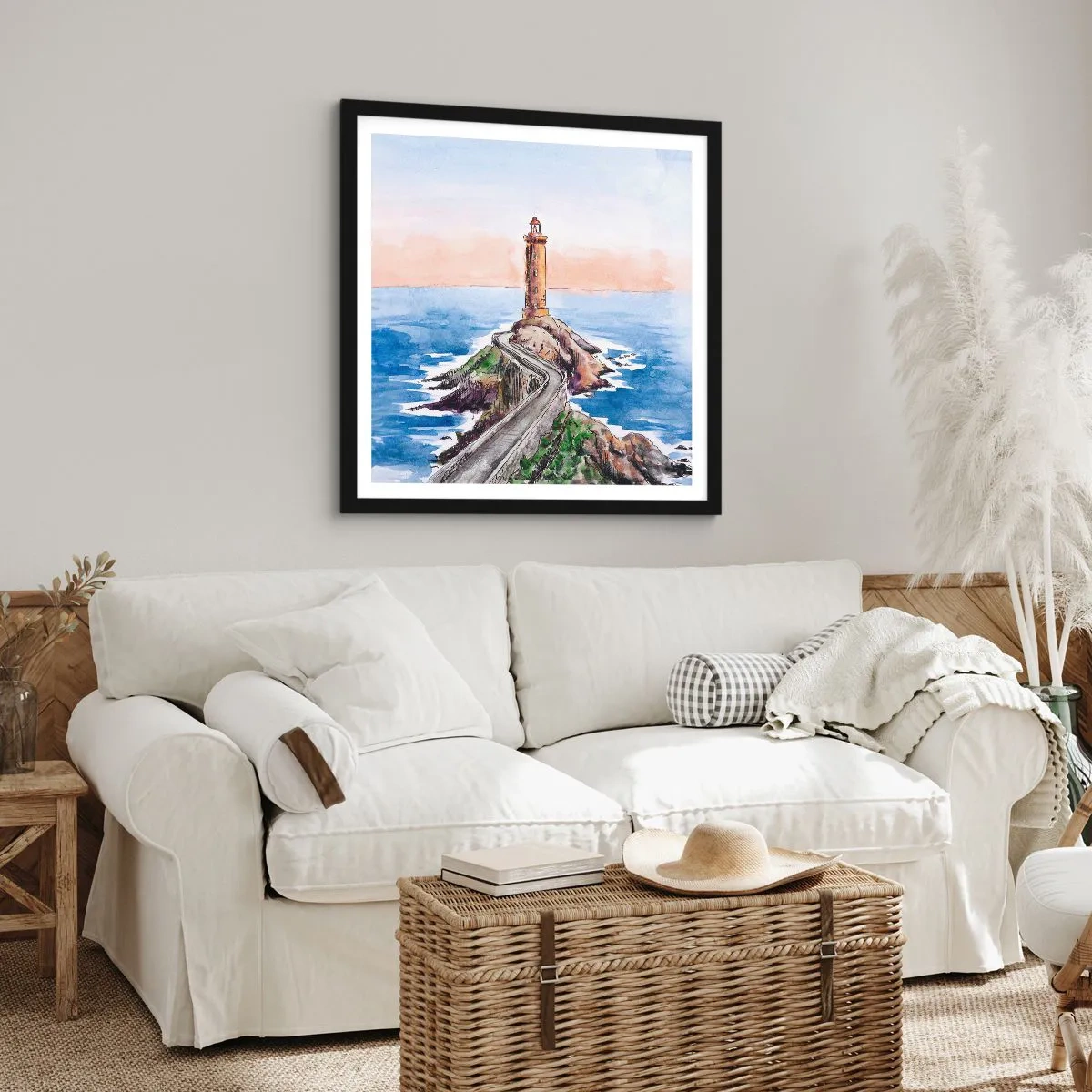 Poster in cornice nera - Rivolto verso il mare - 50x50 cm