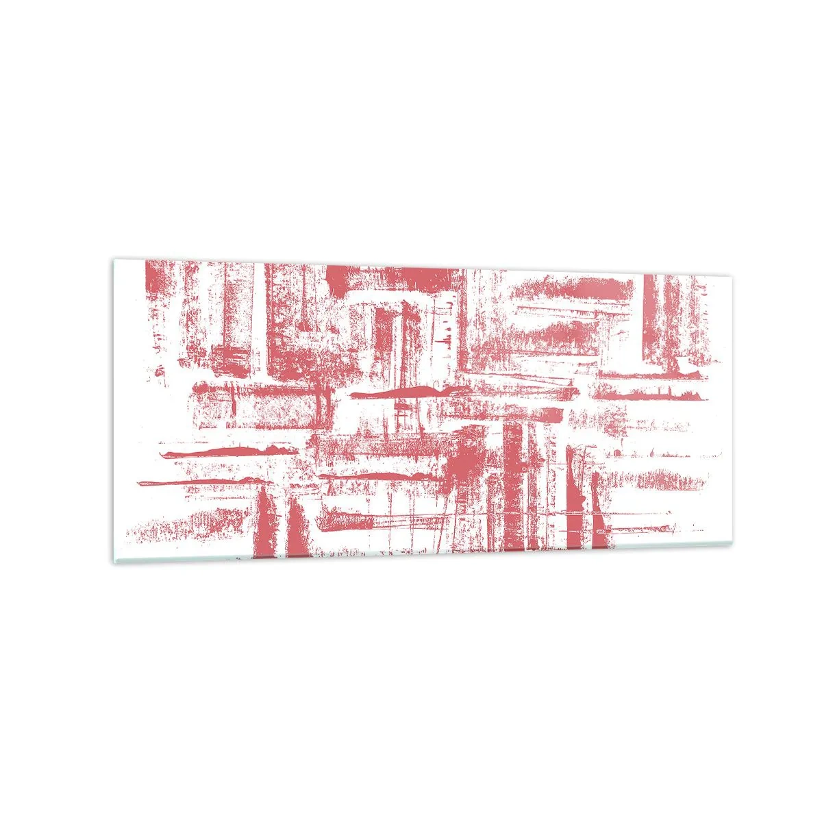 Quadro su vetro - Texture astratte rosa su sfondo bianco - 120x50cm - Città rossa - Decorazione murale moderna per soggiorno e camera da letto ARTTOR