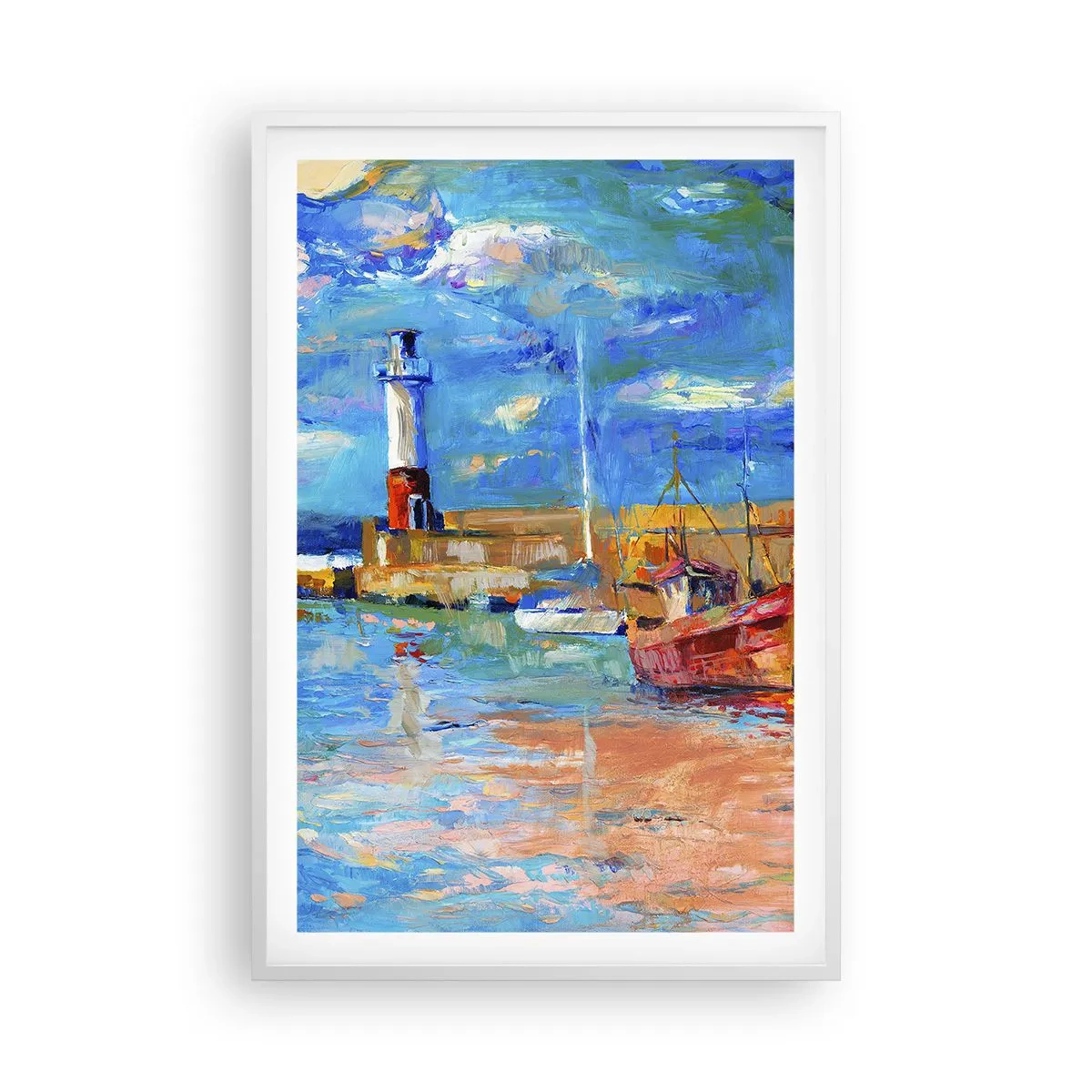 Poster in cornice bianca - Pomeriggio nell'insenatura multicolore - 61x91 cm