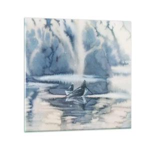 Quadro su vetro - I pescatori nel loro paradiso - 40x40 cm