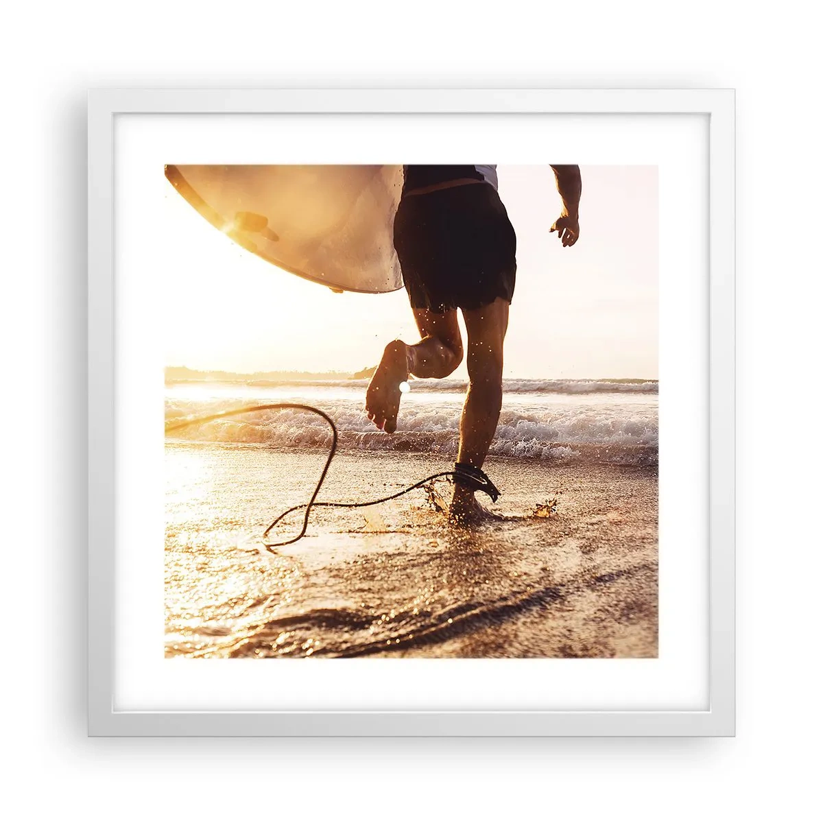Poster in cornice bianca - L'incontro delle onde - 40x40 cm