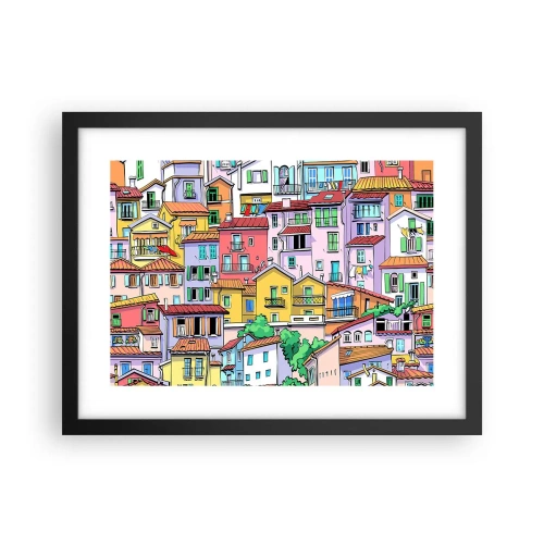 Poster in cornice nera - Città allegra - 40x30 cm