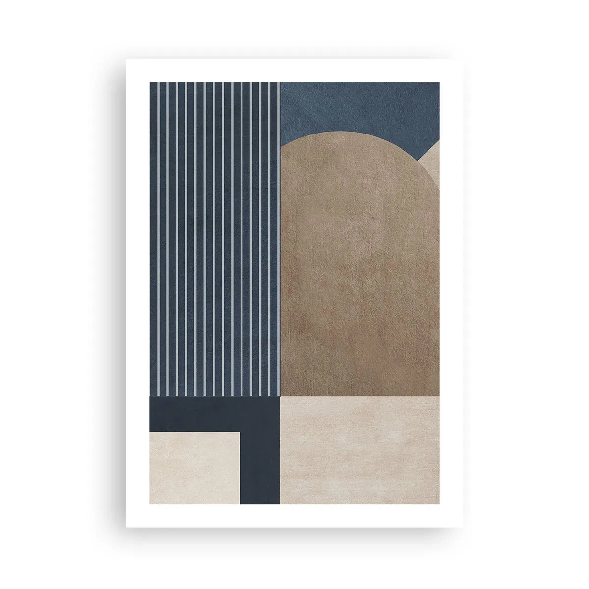 Poster - Composizione geometrica astratta nei toni del blu navy e del beige - 50x70cm - Composizione di semplicità e rotondità - Decorazione murale moderna per soggiorno e camera da letto ARTTOR