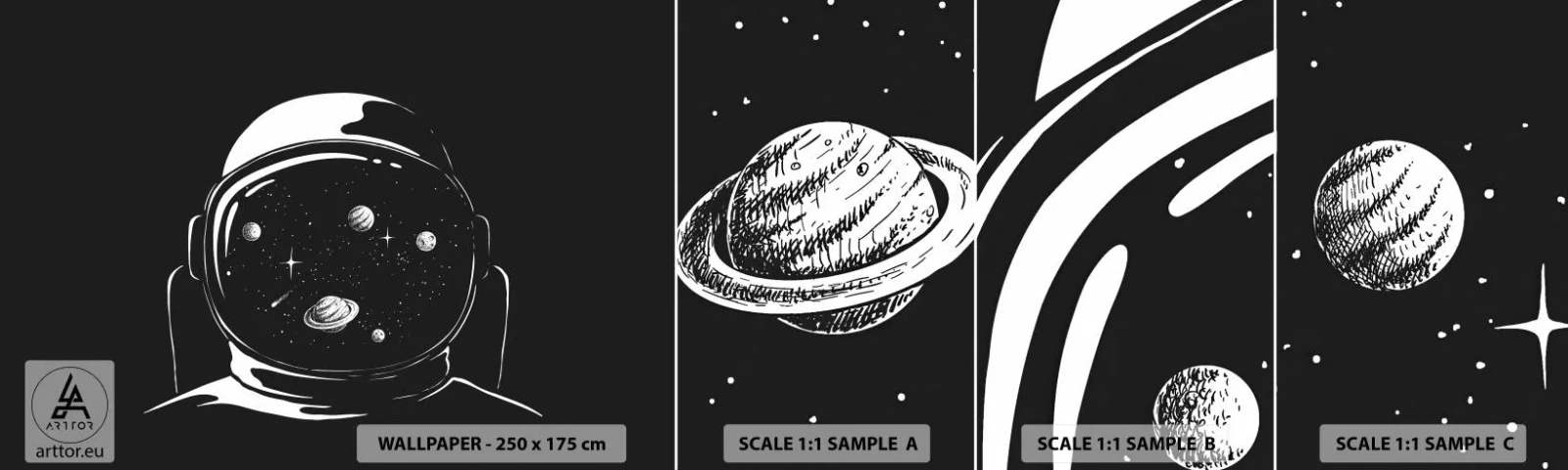 Campione Di Fotomurale Standard Eco - Panorama niente male - Astronauta, Cosmo, Universo - 100x30 cm