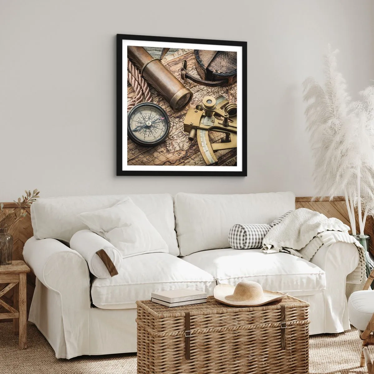 Poster in cornice nera - Traccia la rotta - 30x30 cm