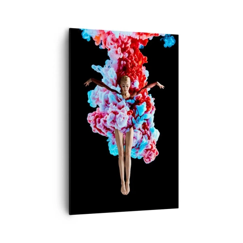 Quadro su tela - Stampe su Tela - Una ballerina circondata da fumo colorato su uno sfondo nero - 80x120cm - In pieno rigoglio - Decorazione murale moderna per soggiorno e camera da letto ARTTOR