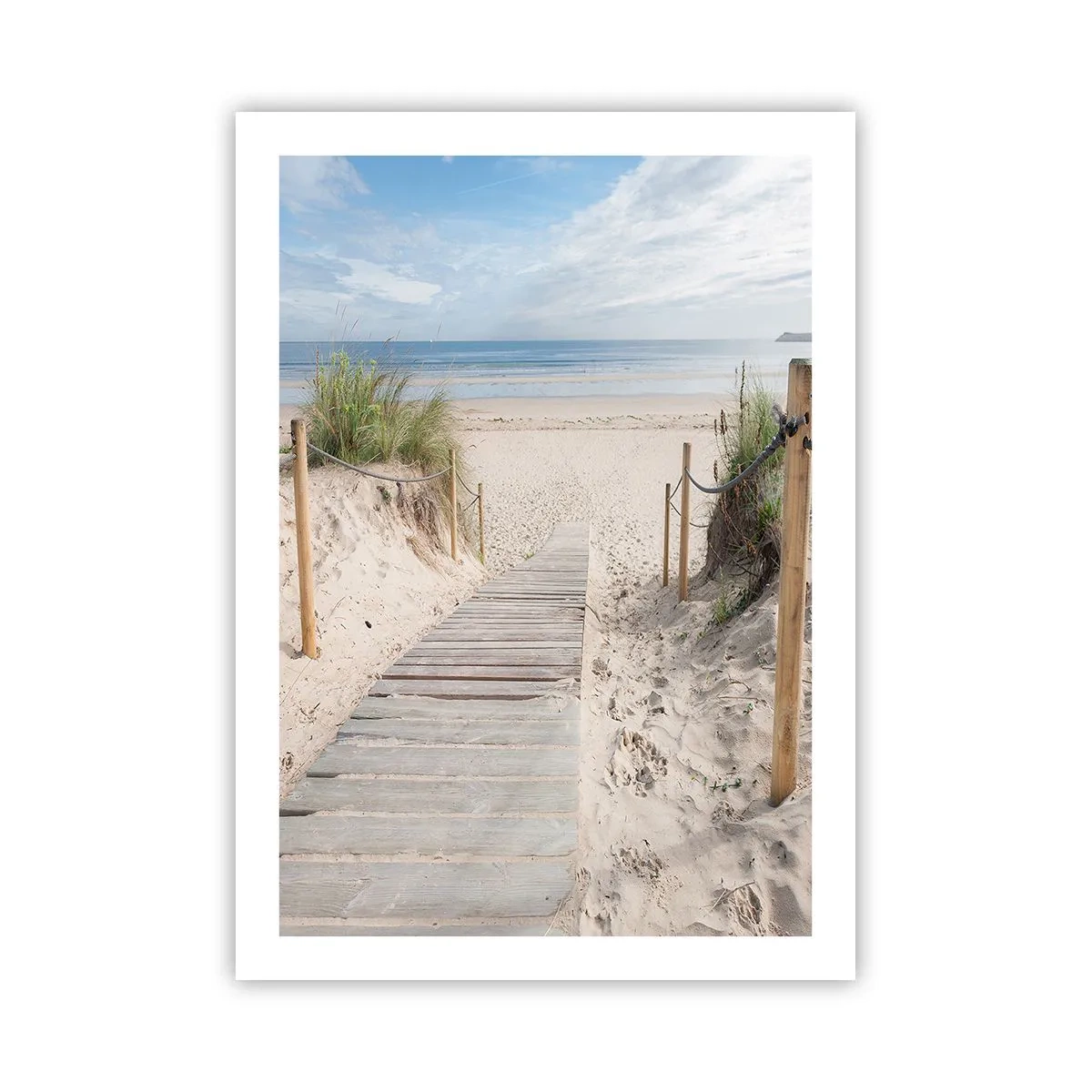 Poster - Sentiero per la spiaggia con vista mare - 50x70cm - Fino all'orizzonte - Decorazione murale moderna per soggiorno e camera da letto ARTTOR
