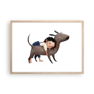 Poster in cornice rovere chiaro - I migliori amici - 70x50 cm