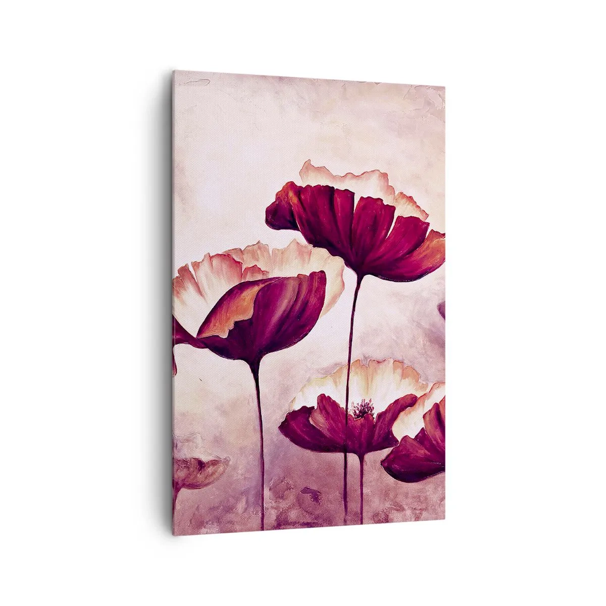 Quadro su tela - Stampe su Tela - Fiori nei toni del rosso e del bianco su uno sfondo delicato - 80x120cm - Petalo rosso e bianco - Decorazione murale moderna per soggiorno e camera da letto ARTTOR